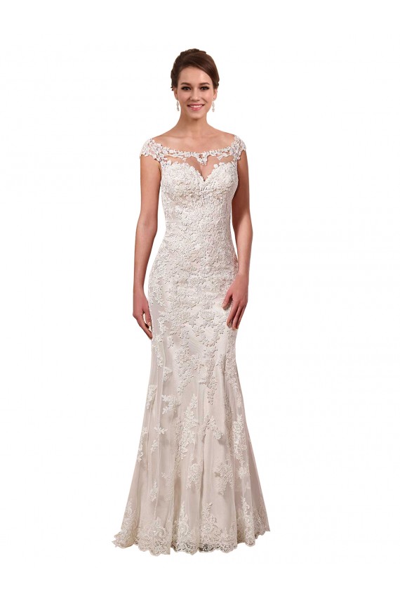 Best Illusion Bateau Neckline Fit and Flare Lace Wedding Dress Sydney