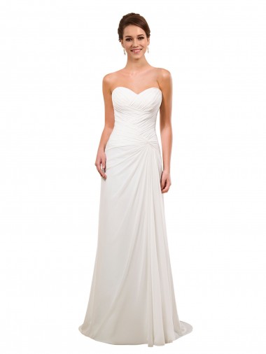 Best Sweetheart Neckline Chiffon Wedding Dress with Criss-Cross Ruched Bodice Sydney
