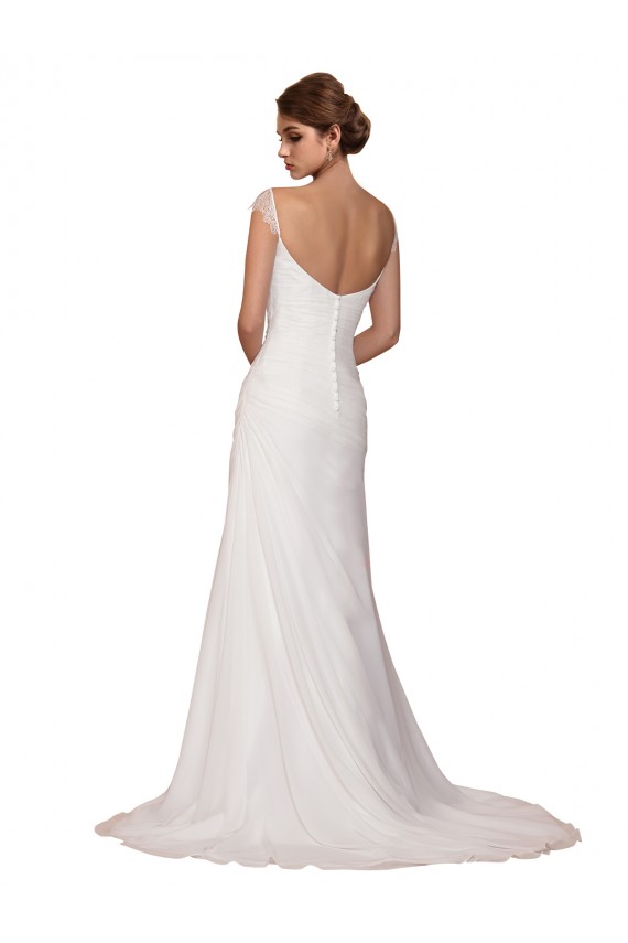 Best V-Neck Sheath Chiffon Wedding Dress with Straps Sydney