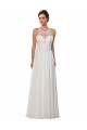 Best Illusion Neck A-Line Lace and Chiffon Beach Wedding Dress Sydney