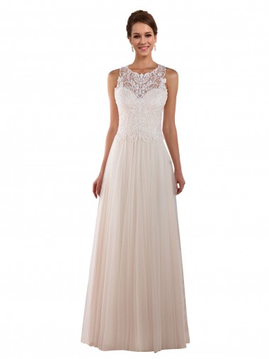 Best High Neck A-Line Tulle Wedding Dress with Lace Back Sydney