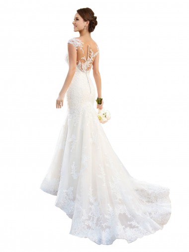 Best Fit and Flare Illusion Neck Lace Wedding Dress Sydney