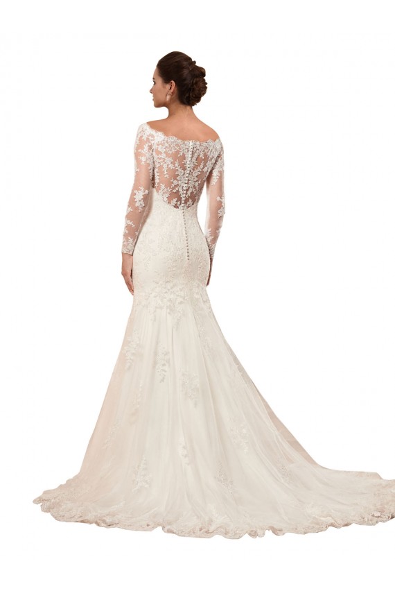 Best Long Sleeves Mermaid Lace Wedding Dress with Illusion Back Sydney