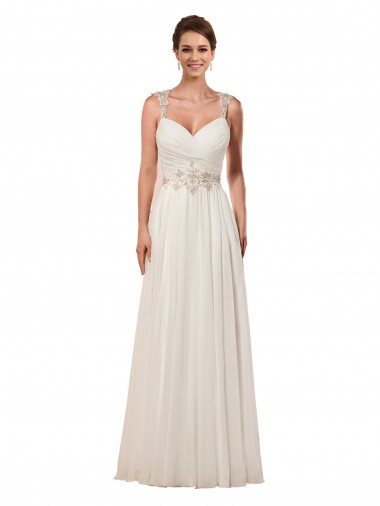 Best Sweetheart A-Line Chiffon Wedding Dress with Beaded Shoulder Straps Sydney