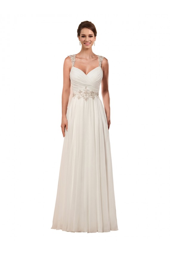 Best Sweetheart A-Line Chiffon Wedding Dress with Beaded Shoulder Straps Sydney