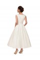Best V-Neck A-Line Short Ankle Length Satin Wedding Dress Sydney
