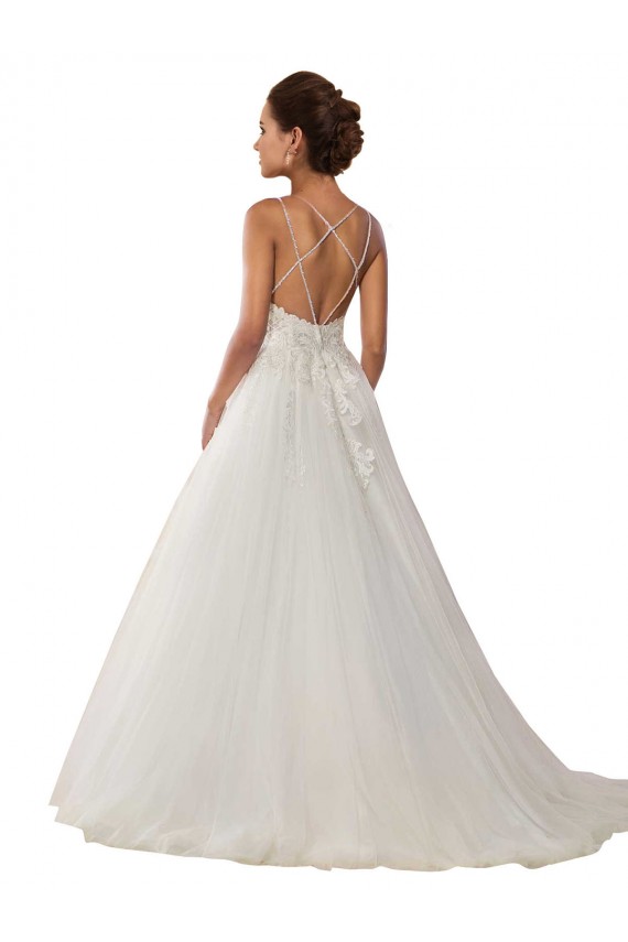 Best Modern Spaghetti Straps Ball Gown Tulle Wedding Dress with Lace Bodice Sydney