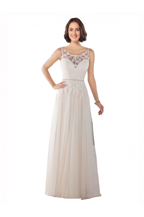 Best High Lace Neck Illusion Back Tulle Boho Wedding Dress Sydney
