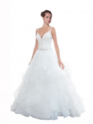Best Spaghetti Straps Ball Gown Beach Wedding Dress with Lace Bodice Sydney