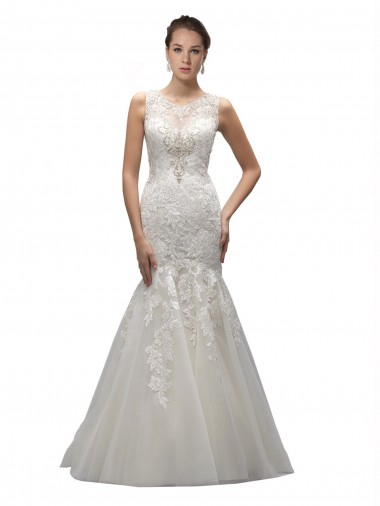 Best Illusion High Neck Mermaid Lace Wedding Dress Sydney