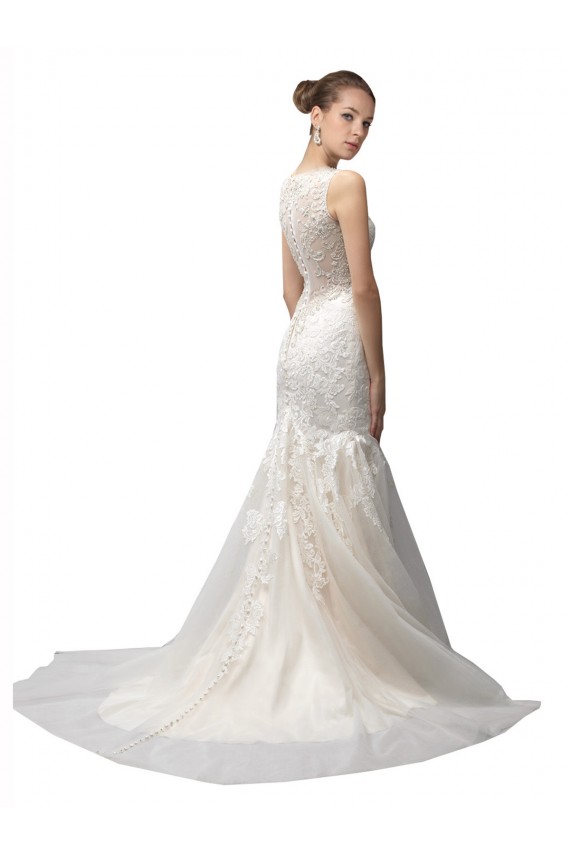 Best Illusion High Neck Mermaid Lace Wedding Dress Sydney