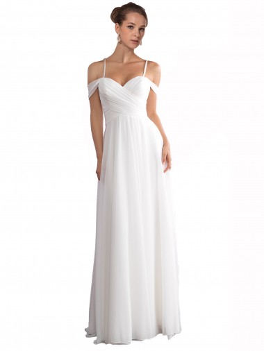 Best Off the Shoulder A-Line Ruched Chiffon Beach Wedding Dress Sydney