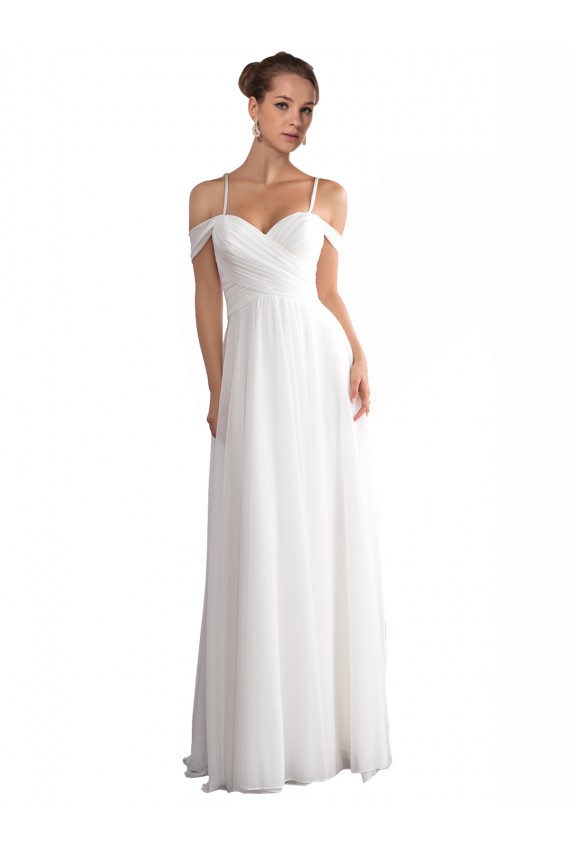 Best Off the Shoulder A-Line Ruched Chiffon Beach Wedding Dress Sydney