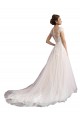Best Illusion Cap Sleeves A-Line Tulle Beach Wedding Dress with Lace Bodice Sydney