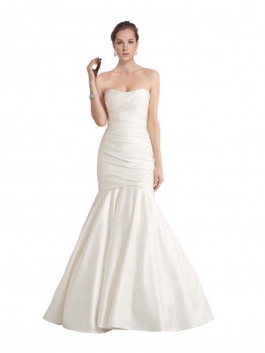 Best Strapless Mermaid Ruched Satin Beach Wedding Dress with Low Back Sydney