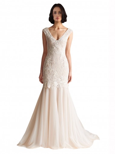 Best V-Neck Mermaid Tulle Wedding Dress Sydney