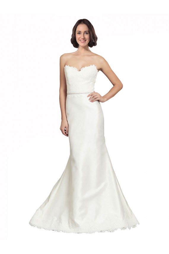 Best Trumpet Satin Wedding Dress with Sweetheart Lace Bodice Sydney