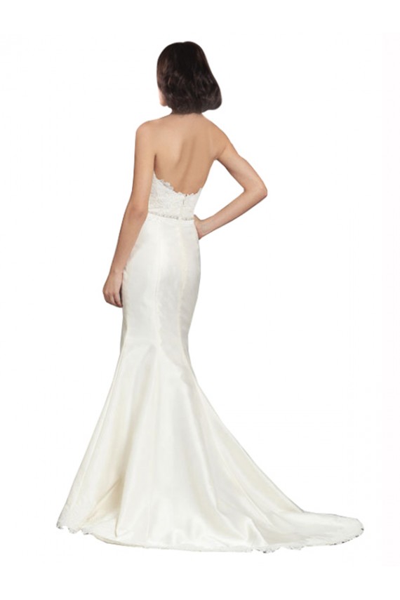 Best Trumpet Satin Wedding Dress with Sweetheart Lace Bodice Sydney