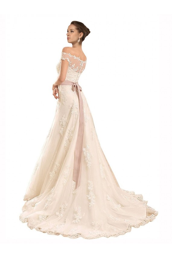 Best Off the Shoulder Illusion Back A-Line Lace Beach Wedding Dress Sydney