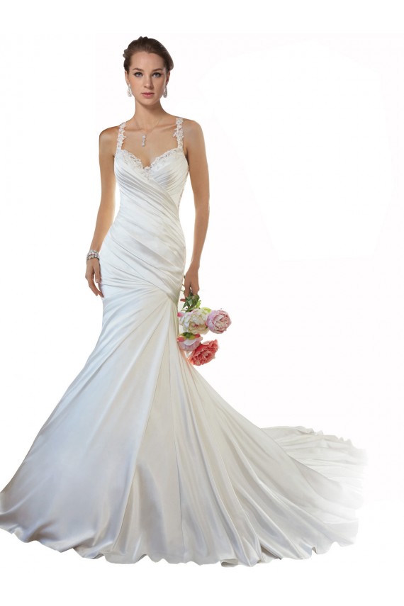 Best Sweetheart Mermaid Satin Beach Wedding Dress with Illusion Lace Back Sydney