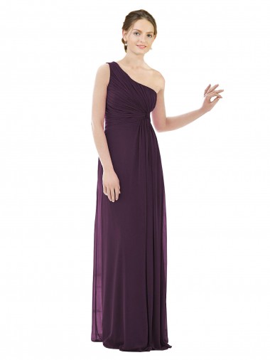 Best Draped One Shoulder Full Length Chiffon Bridesmaid Dress Sydney