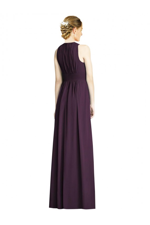 Best Long Chiffon V-Neck Bridesmaid Dress with Shirred Bodice Sydney