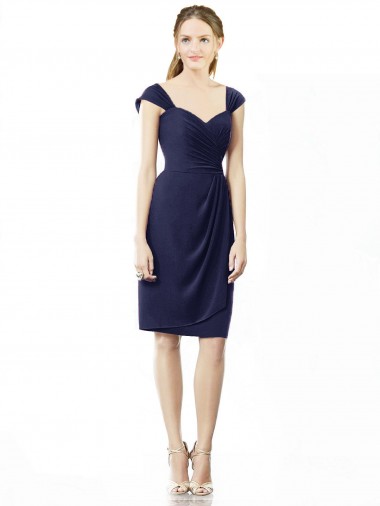 Best Cocktail Length Short Cap Sleeves Chiffon Bridesmaid Dress Sydney