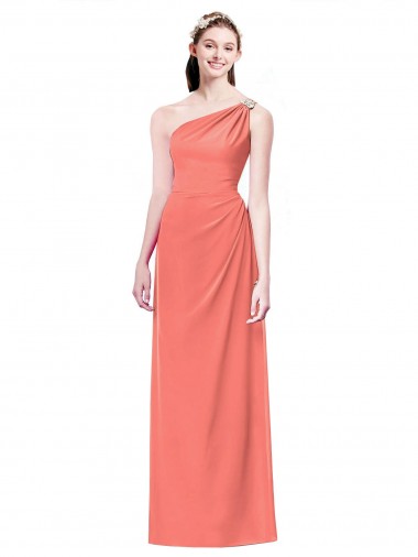 Best Draped Full Length One Shoulder Chiffon Bridesmaid Dress Sydney
