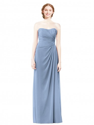 Best Strapless Long Chiffon Bridesmaid Dress with Sweetheart Neckline Sydney