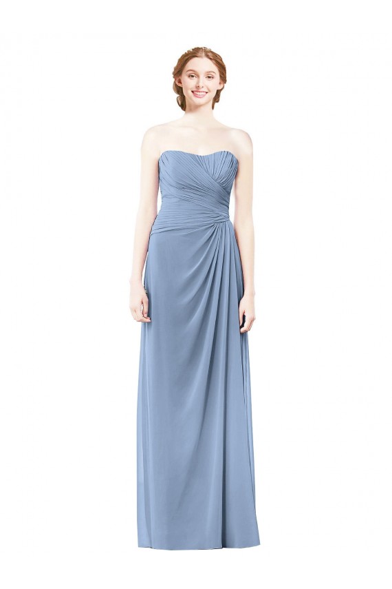 Best Strapless Long Chiffon Bridesmaid Dress with Sweetheart Neckline Sydney