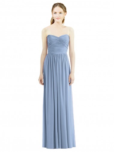 Best Strapless Long Chiffon Dress with Sweetheart Neckline And Draped Bodice Sydney