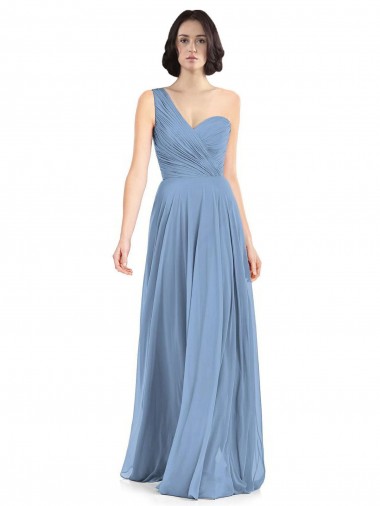 Best One Shoulder Long Chiffon Bridesmaid Dress with Sweetheart Bodice Sydney