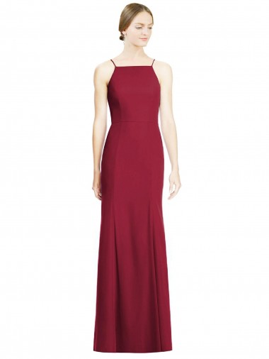 Best High Square Trumpet Chiffon Bridesmaid Dress with Lace-Up Open Back Sydney