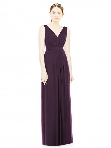Best V-Neckline Sleevelss Full Length Chiffon Bridesmaid Dress Sydney