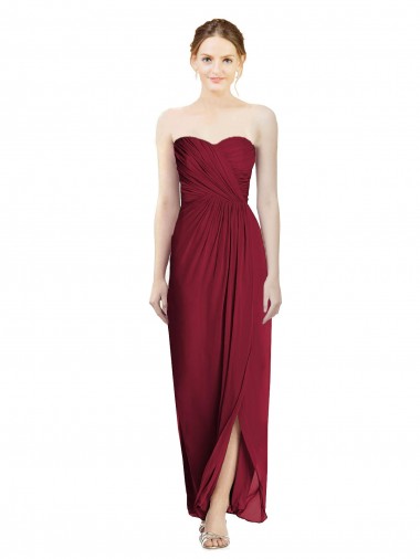 Best Strapless Sweetheart Long Chiffon Bridesmaid Dress Sydney