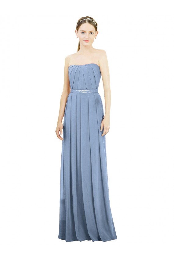 Best V-Pleat Chiffon Full-Length Strapless Bridesmaid Dress Sydney