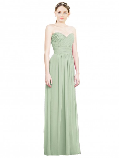 Best Crisscross Draped Full Length Strapless Chiffon Bridesmaid Dress Sydney