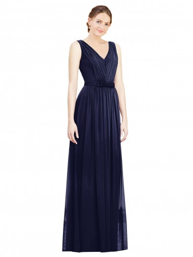 Best Full-Length V-Neck Lux Chiffon Bridesmaid Dress with V-Back Sydney