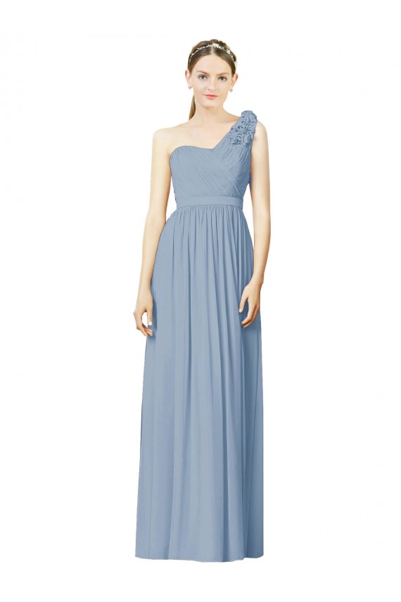 Best Flower Shoulder Draped One Shoulder Chiffon Bridesmaid Dress Sydney