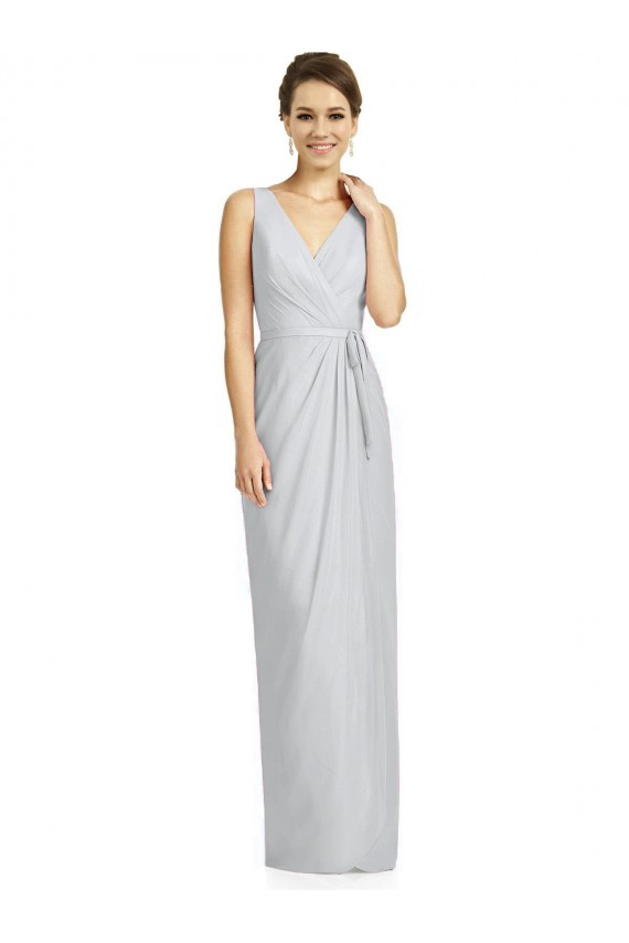 Best Draped V-Neck Cocktail Length Chiffon Bridesmaid Dress Sydney