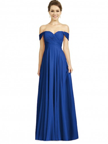 Best Off the Shoulder Draped Chiffon Maxi Bridesmaid Dress Sydney