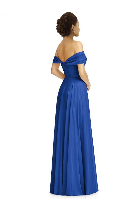 Best Off the Shoulder Draped Chiffon Maxi Bridesmaid Dress Sydney