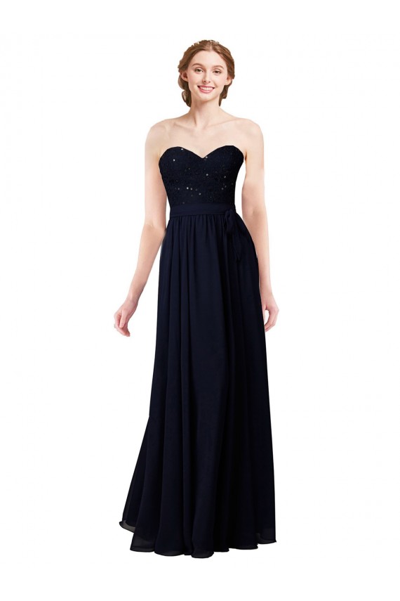 Best Strapless Chiffon Bridesmaids Dress with a Beaded Lace Sweetheart Bodice Sydney