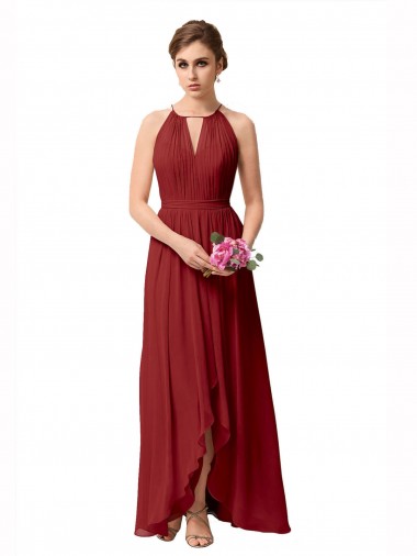 Best High Low Long Halter Keyhole Chiffon Bridesmaid Dress Sydney