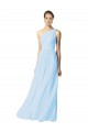 Best One Shoulder Long Chiffon Bridesmaid Dress with Shirred Bodice and Front Keyhole Sydney