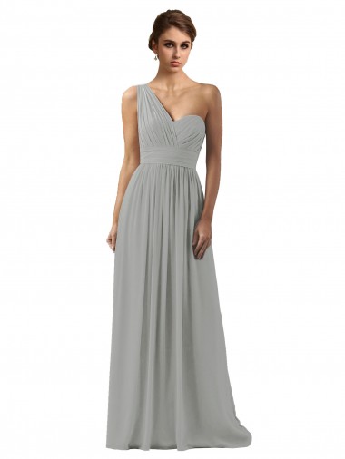 Best Ruffled One Shoulder Floor Length Long Chiffon Bridesmaid Dress Sydney
