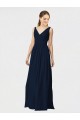 Best Long Chiffon Bridesmaid Dress with Shirred Bodice and V-Neckline Sydney