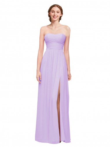 Best Strapless Mermaid Chiffon Bridesmaid Dress WITH High Side Slit and Ruffles Sydney
