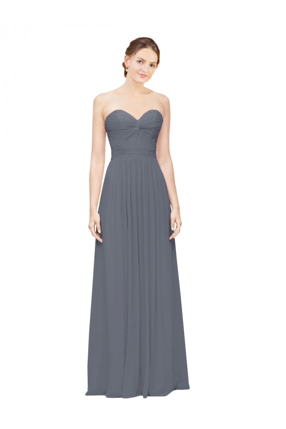 Best Twisted Waist Pleats Sweetheart Long Chiffon Bridesmaid Dress Sydney