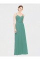 Best Rouched V-Neckline and Spaghetti Straps Long Chiffon Bridesmaid Dress Sydney